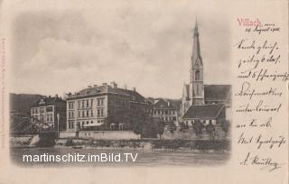 Villach mit der Nikolaikirche - Villach - alte historische Fotos Ansichten Bilder Aufnahmen Ansichtskarten 