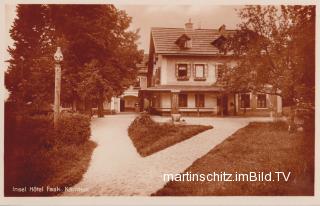 Faakersee Insel Hotel, Ostansicht - Finkenstein am Faaker See - alte historische Fotos Ansichten Bilder Aufnahmen Ansichtskarten 