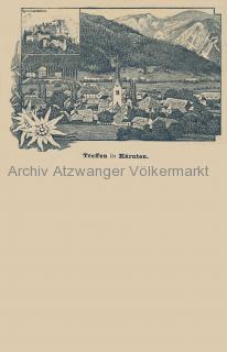 Treffen Ortsansicht und Ruine Landskron - Oesterreich - alte historische Fotos Ansichten Bilder Aufnahmen Ansichtskarten 