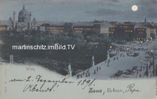 Wien, Elisabethbrücke  - Mondscheinkarte - Wien - alte historische Fotos Ansichten Bilder Aufnahmen Ansichtskarten 