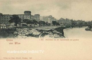 Wien, Panorama von der Aspernbrücke  - alte historische Fotos Ansichten Bilder Aufnahmen Ansichtskarten 