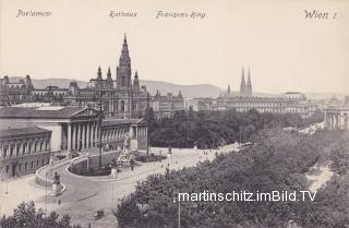 Parlament, Rathaus und Franz Josefs Ring - Wien - alte historische Fotos Ansichten Bilder Aufnahmen Ansichtskarten 