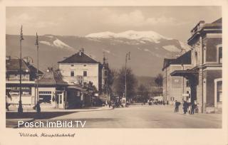 Villach Hauptbahnhof mit Markt - Villach - alte historische Fotos Ansichten Bilder Aufnahmen Ansichtskarten 