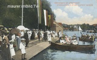 Strandleben im Etablissement Werzer - Pörtschach am Wörther See - alte historische Fotos Ansichten Bilder Aufnahmen Ansichtskarten 