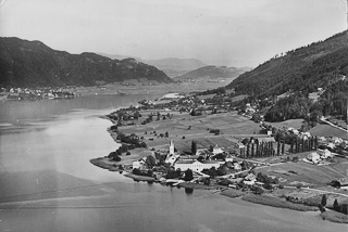 Luftbildaufnahme von Ossiach - Ossiach - alte historische Fotos Ansichten Bilder Aufnahmen Ansichtskarten 