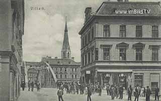 Hauptplatz mit alter Draubrücke - Villach-Innere Stadt - alte historische Fotos Ansichten Bilder Aufnahmen Ansichtskarten 