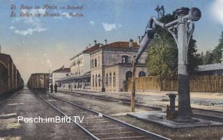 St. Peter in Krain, Bahnhof - St. Peter in Krain (San Pietro del Carso) / Pivka - alte historische Fotos Ansichten Bilder Aufnahmen Ansichtskarten 