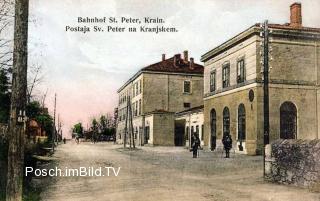 St. Peter in Krain, Bahnhof - St. Peter in Krain (San Pietro del Carso) / Pivka - alte historische Fotos Ansichten Bilder Aufnahmen Ansichtskarten 