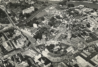 Luftbild Villacher Innenstadt - Oesterreich - alte historische Fotos Ansichten Bilder Aufnahmen Ansichtskarten 