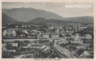 Blick vom Pfarrturm auf die Nikolaikirche - Villach-Innere Stadt - alte historische Fotos Ansichten Bilder Aufnahmen Ansichtskarten 