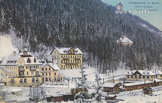 Semmering Bahnhof und Hotel Stefanie - Semmering - alte historische Fotos Ansichten Bilder Aufnahmen Ansichtskarten 