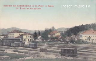 St. Peter in Krain, Bahnhof - Europa - alte historische Fotos Ansichten Bilder Aufnahmen Ansichtskarten 