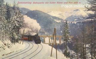 Semmeringbahn, Kalte Rinne und Blick auf Rax - Europa - alte historische Fotos Ansichten Bilder Aufnahmen Ansichtskarten 