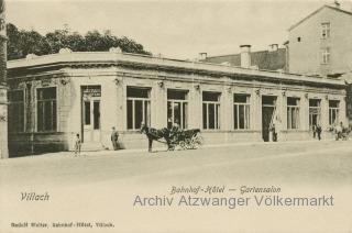 Villach,  Bahnhof Hotel - Gartensalon  - Oesterreich - alte historische Fotos Ansichten Bilder Aufnahmen Ansichtskarten 