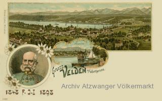 3 Bild Litho Karte Velden am Wörthersee - Kärnten - alte historische Fotos Ansichten Bilder Aufnahmen Ansichtskarten 