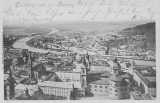 Salzburg von der Festung gesehen - alte historische Fotos Ansichten Bilder Aufnahmen Ansichtskarten 