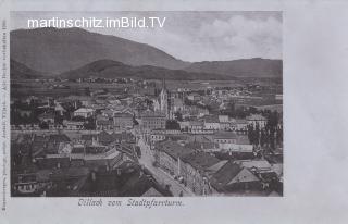 Blick vom Stadtpfarrturm auf die Nikolaikirche  - Villach - alte historische Fotos Ansichten Bilder Aufnahmen Ansichtskarten 