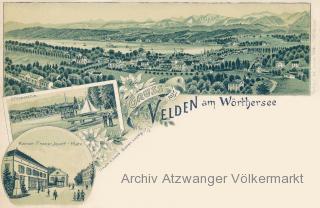 3 Bild Litho Karte Velden am Wörthersee - alte historische Fotos Ansichten Bilder Aufnahmen Ansichtskarten 