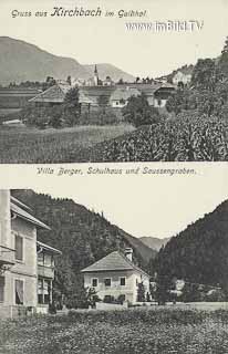 Kirchbach  Villa Berger, Schulhaus, Saussengraben - Kirchbach - alte historische Fotos Ansichten Bilder Aufnahmen Ansichtskarten 