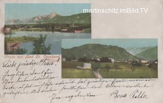 2 Bild Litho Karte - Villach, St. Leonharder See - Oesterreich - alte historische Fotos Ansichten Bilder Aufnahmen Ansichtskarten 