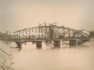 Bau der Draubrücke 1886 - Oesterreich - alte historische Fotos Ansichten Bilder Aufnahmen Ansichtskarten 