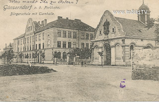 Gänserndorf - Bürgerschule - Niederösterreich - alte historische Fotos Ansichten Bilder Aufnahmen Ansichtskarten 