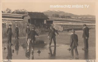 Drobollach, Eisstockschießen am Seeufer - Drobollach am Faaker See - alte historische Fotos Ansichten Bilder Aufnahmen Ansichtskarten 