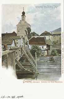 Gmünd - Brücke vor dem Stadttor - Gmünd in Kärnten - alte historische Fotos Ansichten Bilder Aufnahmen Ansichtskarten 