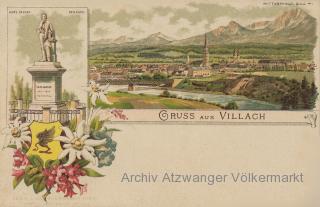 189? - 2 Bild Litho Karte Villach - Villach - alte historische Fotos Ansichten Bilder Aufnahmen Ansichtskarten 