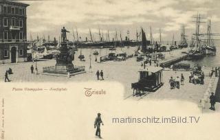 Triest, Josefsplatz mit Hafen - Friaul Julisch Venetien - alte historische Fotos Ansichten Bilder Aufnahmen Ansichtskarten 