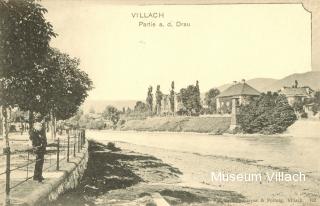 Blick zum Willroider-Haus mit dem Draubad - Oesterreich - alte historische Fotos Ansichten Bilder Aufnahmen Ansichtskarten 