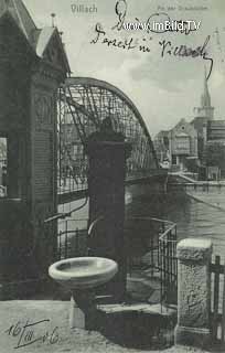 Villach - Draubrücke mit Brunnen - Oesterreich - alte historische Fotos Ansichten Bilder Aufnahmen Ansichtskarten 