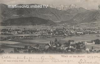 Panoramaansicht auf Villach und den Mangart - Oesterreich - alte historische Fotos Ansichten Bilder Aufnahmen Ansichtskarten 