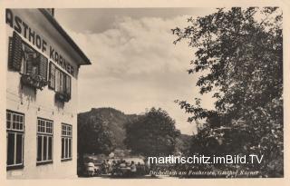 Gasthof Karner mit Blick zum Tabor - Villach - alte historische Fotos Ansichten Bilder Aufnahmen Ansichtskarten 