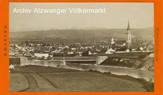 Villach mit Eisenbahnbrücke - CDV  - Villach - alte historische Fotos Ansichten Bilder Aufnahmen Ansichtskarten 