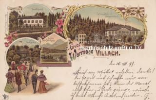 4 Bild Litho Karte - Warmad Villach - Kärnten - alte historische Fotos Ansichten Bilder Aufnahmen Ansichtskarten 