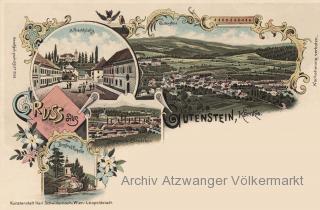 4 Bild Litho Karte Gutenstein - Europa - alte historische Fotos Ansichten Bilder Aufnahmen Ansichtskarten 