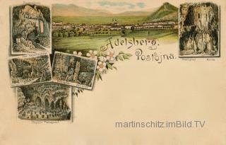 6 Bild Litho Karte - Adelsberg - Slowenien - alte historische Fotos Ansichten Bilder Aufnahmen Ansichtskarten 