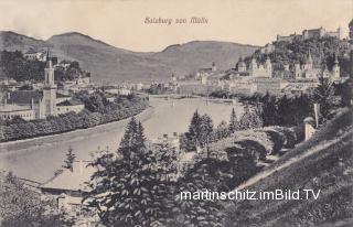 Salzburg von Mülln - Salzburg - alte historische Fotos Ansichten Bilder Aufnahmen Ansichtskarten 