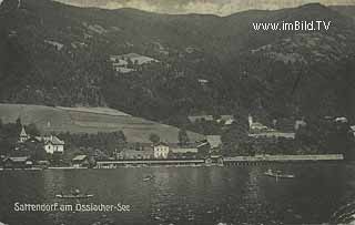 Sattendorf vom See - Villach Land - alte historische Fotos Ansichten Bilder Aufnahmen Ansichtskarten 