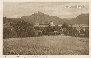 Mondsee mit Schafbergspitze - Mondsee - alte historische Fotos Ansichten Bilder Aufnahmen Ansichtskarten 