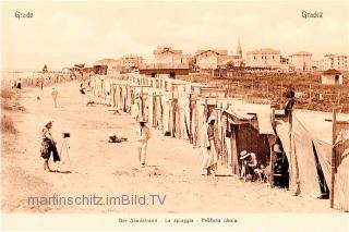 Grado, der Sandstrand - Grado - alte historische Fotos Ansichten Bilder Aufnahmen Ansichtskarten 