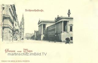 Wien, Reichsratsstraße mit Reichsratsgebäude - Europa - alte historische Fotos Ansichten Bilder Aufnahmen Ansichtskarten 