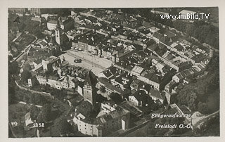 Freistadt - Luftbildaufnahme - Oesterreich - alte historische Fotos Ansichten Bilder Aufnahmen Ansichtskarten 