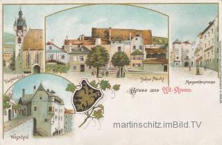 4 Bild Litho Karte - Krems - Niederösterreich - alte historische Fotos Ansichten Bilder Aufnahmen Ansichtskarten 