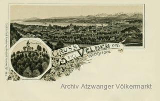 2 Bild Litho Karte Velden am Wörthersee - Oesterreich - alte historische Fotos Ansichten Bilder Aufnahmen Ansichtskarten 