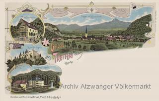 3 Bild Litho Karte Treffen - Kärnten - alte historische Fotos Ansichten Bilder Aufnahmen Ansichtskarten 