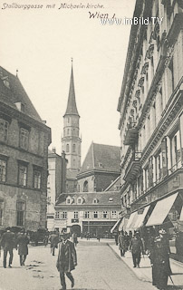 Stallburggasse mit Michaelerkirche - Oesterreich - alte historische Fotos Ansichten Bilder Aufnahmen Ansichtskarten 