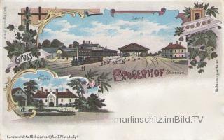  2 Bild Litho Karte -  mit Bahnhof Pragerhof - Windisch-Feistritz / Slovenska Bistrica - alte historische Fotos Ansichten Bilder Aufnahmen Ansichtskarten 