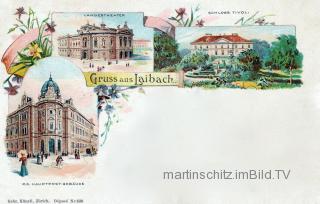 3 Bild Litho Karte -  Laibach - alte historische Fotos Ansichten Bilder Aufnahmen Ansichtskarten 